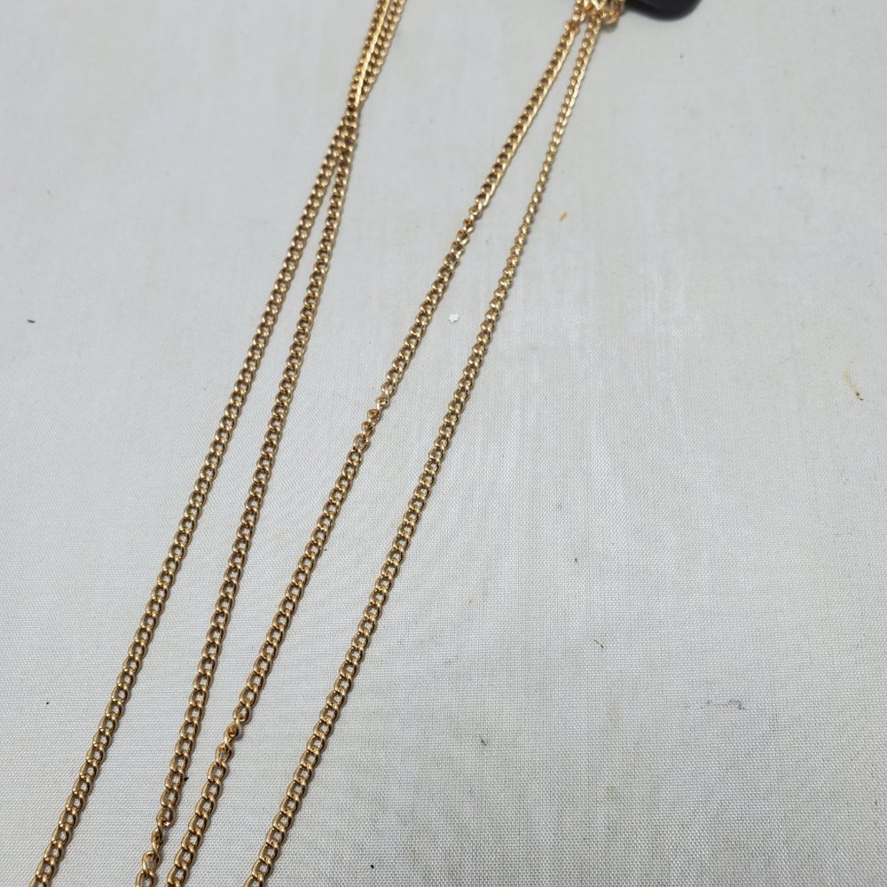 Banana Republic gold crescent moon with turquoise stone gold layered necklace - Picture 7 of 9